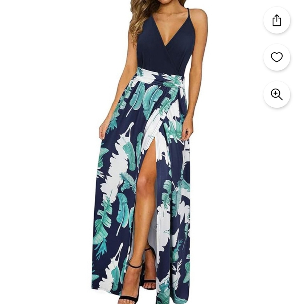 Newshows Women's Summer Maxi Dress Spaghetti Strap Spring Casual Boho V Neck